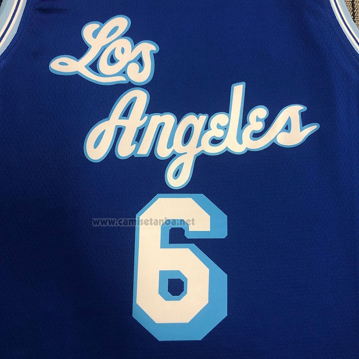 Camiseta Los Angeles Lakers LeBron James #6 Hardwood Classic 2021-2022 Azul